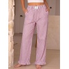 image:imageANRABESS Womens Gingham Striped Ruffle Hem PantsRed White Stripe
