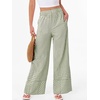 image:imageANRABESS Womens Gingham Striped Wide Leg Palazzo Lounge Pants with PocketsArmy Green Plaid