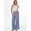 image:imageANRABESS Womens Gingham Striped Wide Leg Palazzo Lounge Pants with PocketsBlue Plaid