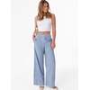 image:imageANRABESS Womens Gingham Striped Wide Leg Palazzo Lounge Pants with PocketsBlue Stripe