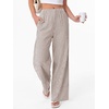 image:imageANRABESS Womens Gingham Striped Wide Leg Palazzo Lounge Pants with PocketsBrown Stripe