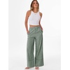 image:imageANRABESS Womens Gingham Striped Wide Leg Palazzo Lounge Pants with PocketsDeep Green Plaid