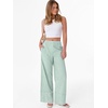 image:imageANRABESS Womens Gingham Striped Wide Leg Palazzo Lounge Pants with PocketsGreen Stripe