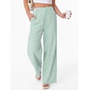 image:imageANRABESS Womens Gingham Striped Wide Leg Palazzo Lounge Pants with PocketsGreen Stripe