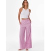 image:imageANRABESS Womens Gingham Striped Wide Leg Palazzo Lounge Pants with PocketsHot Pink Plaid