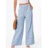 image:imageANRABESS Womens Gingham Striped Wide Leg Palazzo Lounge Pants with PocketsLight Blue Plaid