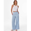 image:imageANRABESS Womens Gingham Striped Wide Leg Palazzo Lounge Pants with PocketsLight Blue Plaid