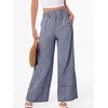 image:imageANRABESS Womens Gingham Striped Wide Leg Palazzo Lounge Pants with PocketsNavy Blue Plaid
