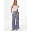 image:imageANRABESS Womens Gingham Striped Wide Leg Palazzo Lounge Pants with PocketsNavy Blue Plaid