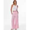 image:imageANRABESS Womens Gingham Striped Wide Leg Palazzo Lounge Pants with PocketsPink Plaid