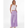 image:imageANRABESS Womens Gingham Striped Wide Leg Palazzo Lounge Pants with PocketsPurple Plaid