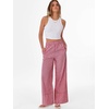 image:imageANRABESS Womens Gingham Striped Wide Leg Palazzo Lounge Pants with PocketsRed Plaid