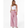 image:imageANRABESS Womens Gingham Striped Wide Leg Palazzo Lounge Pants with PocketsRed Stripe