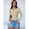 image:imageANRABESS Womens Long Sleeve Bodysuits TopAlmond