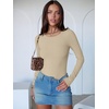 image:imageANRABESS Womens Long Sleeve Bodysuits TopAlmond