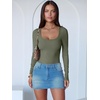 image:imageANRABESS Womens Long Sleeve Bodysuits TopArmy Green