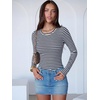 image:imageANRABESS Womens Long Sleeve Bodysuits TopBlack White