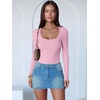 image:imageANRABESS Womens Long Sleeve Bodysuits TopBright Pink