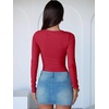 image:imageANRABESS Womens Long Sleeve Bodysuits TopBright Red