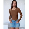 image:imageANRABESS Womens Long Sleeve Bodysuits TopBrown