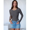 image:imageANRABESS Womens Long Sleeve Bodysuits TopDeep Grey