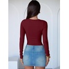 image:imageANRABESS Womens Long Sleeve Bodysuits TopDeep Red