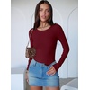 image:imageANRABESS Womens Long Sleeve Bodysuits TopDeep Red