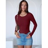 image:imageANRABESS Womens Long Sleeve Bodysuits TopDeep Red
