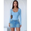 image:imageANRABESS Womens Long Sleeve Bodysuits TopLight Blue