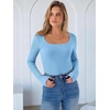 image:imageANRABESS Womens Long Sleeve Bodysuits TopLight Blue