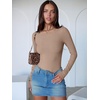 image:imageANRABESS Womens Long Sleeve Bodysuits TopLight Camel