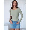 image:imageANRABESS Womens Long Sleeve Bodysuits TopLight Green