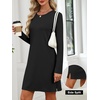 image:imageANRABESS Womens Long Sleeve Fall Casual T Shirt Mini DressBlack