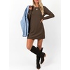 image:imageANRABESS Womens Long Sleeve Fall Casual T Shirt Mini DressBrown