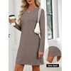 image:imageANRABESS Womens Long Sleeve Fall Casual T Shirt Mini DressCoffee Grey