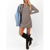 image:imageANRABESS Womens Long Sleeve Fall Casual T Shirt Mini DressCoffee Grey