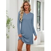 image:imageANRABESS Womens Long Sleeve Fall Casual T Shirt Mini DressGrey Blue
