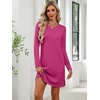 image:imageANRABESS Womens Long Sleeve Fall Casual T Shirt Mini DressHot Pink