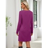 image:imageANRABESS Womens Long Sleeve Fall Casual T Shirt Mini DressPurple Red