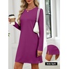 image:imageANRABESS Womens Long Sleeve Fall Casual T Shirt Mini DressPurple Red