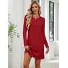 image:imageANRABESS Womens Long Sleeve Fall Casual T Shirt Mini DressRed