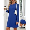 image:imageANRABESS Womens Long Sleeve Fall Casual T Shirt Mini DressRoyal Blue