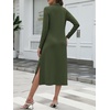 image:imageANRABESS Womens Long Sleeve Fall Midi Dresses with PocketsArmy Green