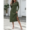 image:imageANRABESS Womens Long Sleeve Fall Midi Dresses with PocketsArmy Green
