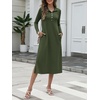 image:imageANRABESS Womens Long Sleeve Fall Midi Dresses with PocketsArmy Green