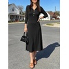 image:imageANRABESS Womens Long Sleeve Fall Midi Dresses with PocketsBlack