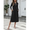 image:imageANRABESS Womens Long Sleeve Fall Midi Dresses with PocketsBlack