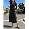 image:imageANRABESS Womens Long Sleeve Fall Midi Dresses with PocketsBlack