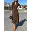 image:imageANRABESS Womens Long Sleeve Fall Midi Dresses with PocketsBrown