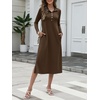 image:imageANRABESS Womens Long Sleeve Fall Midi Dresses with PocketsBrown